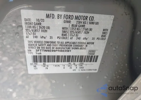 2023 Ford Maverick Xlt z USA, uszkodzony, nr VIN 3FTTW8E99PRB03591